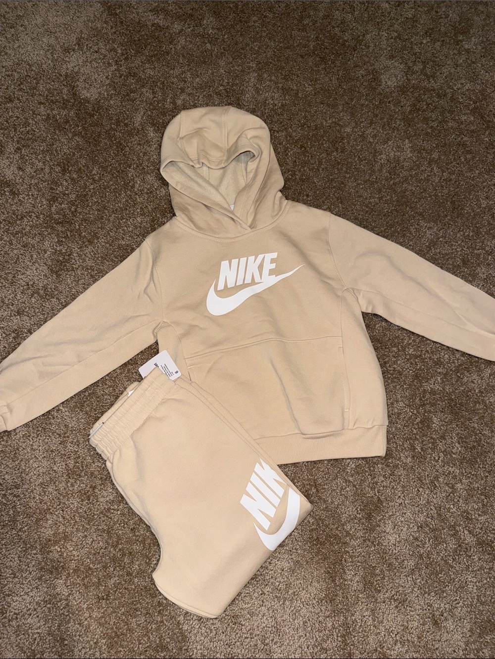 Nike Kids Beige Sweat set Hoodie Joggers - Size 6